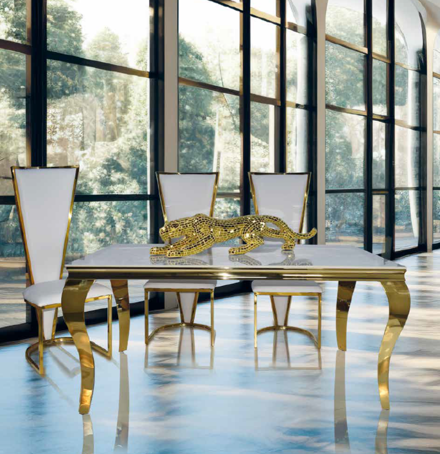 Mesa Comedor Oro Porcelanico Gaudí
