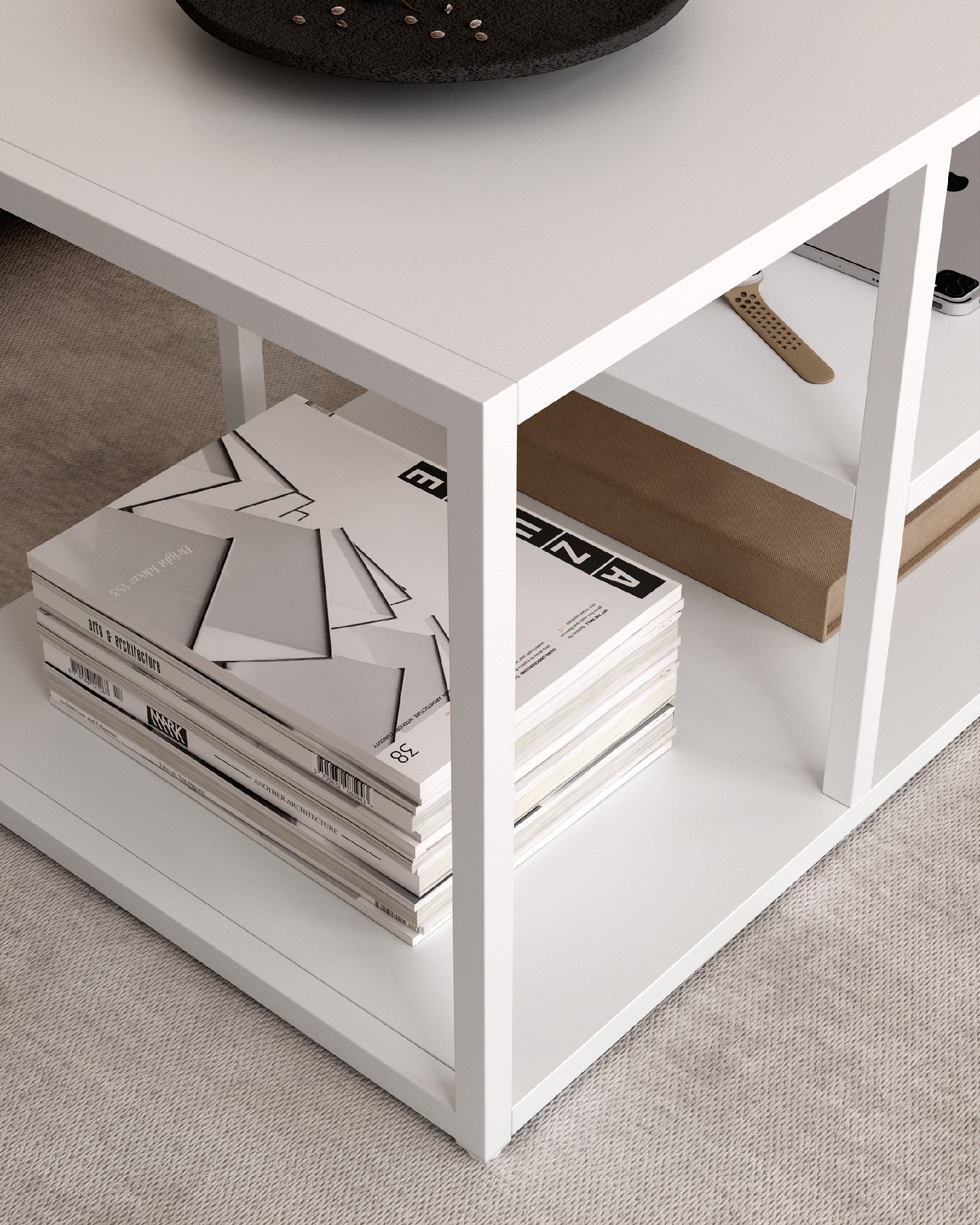 MESA  AUXILIAR TANIA 100x50 color negro y crema