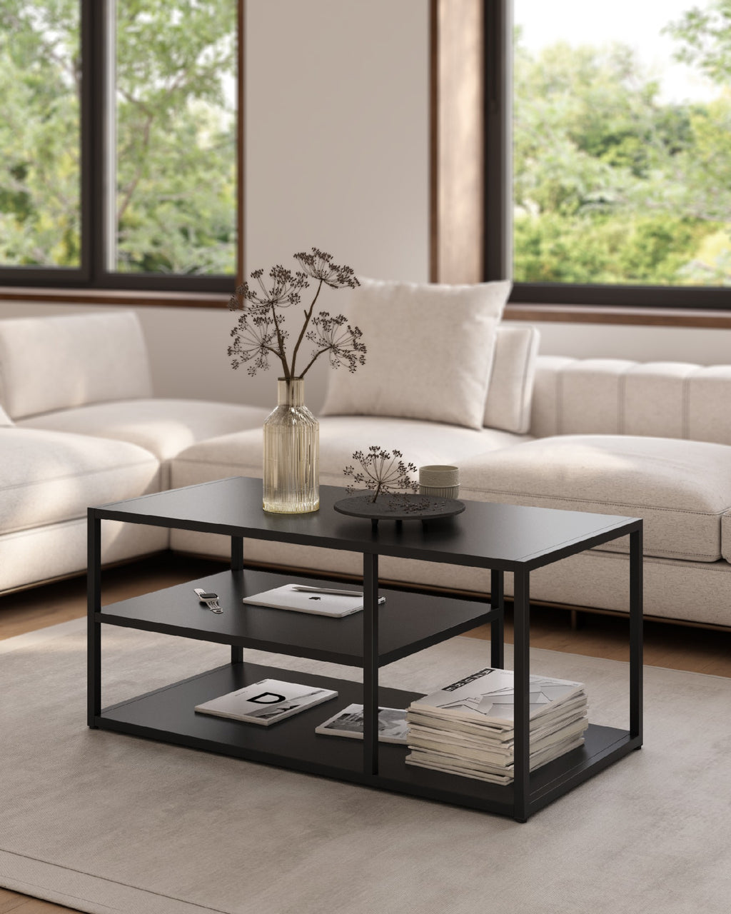MESA  AUXILIAR TANIA 100x50 color negro y crema