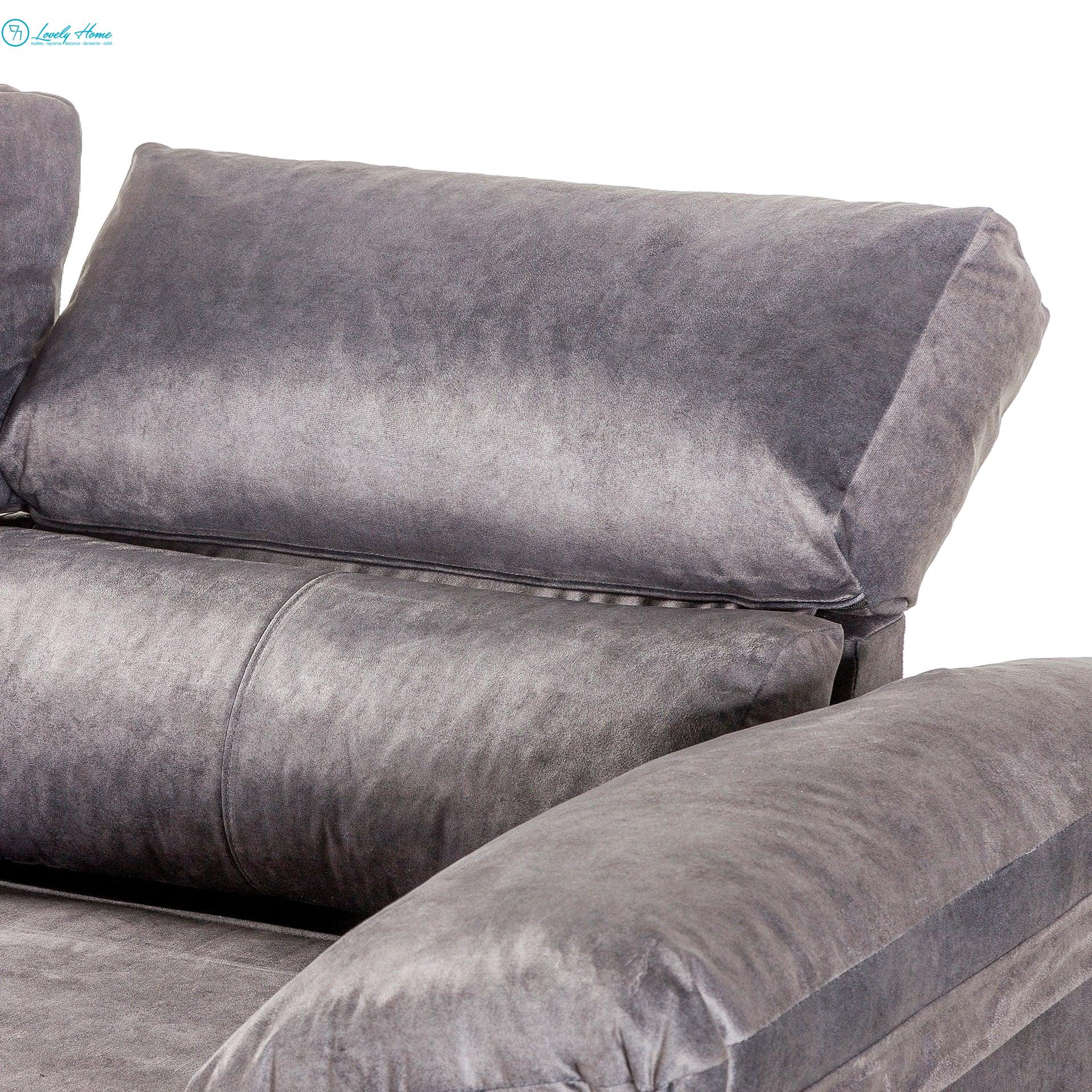CHAISLONGE HUGO 278cm Sofá Chaise Longue Gris Marengo - Imagen 5