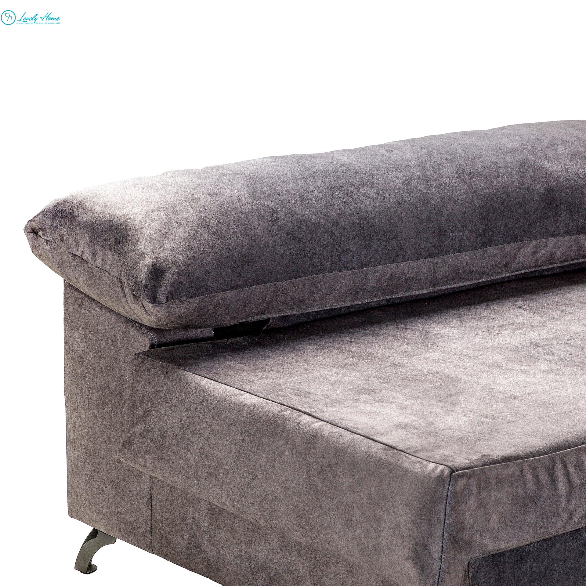 CHAISLONGE HUGO 278cm Sofá Chaise Longue Gris Marengo - Imagen 6