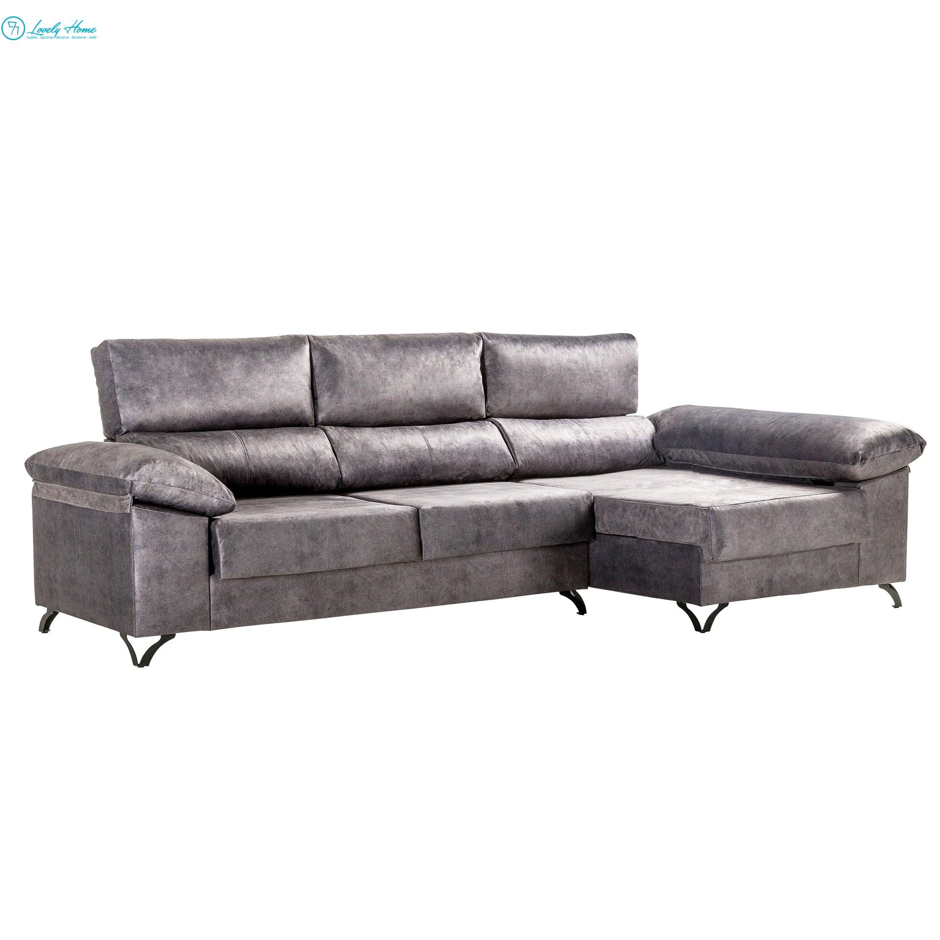 CHAISLONGE HUGO 278cm Sofá Chaise Longue Gris Marengo - Imagen 4
