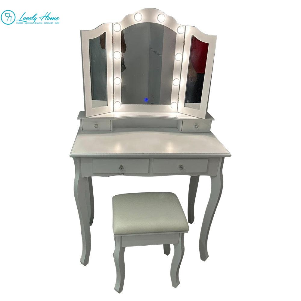 TOCADOR MODER LUZ + TABURETE - COLOR BLANCO - Imagen 2