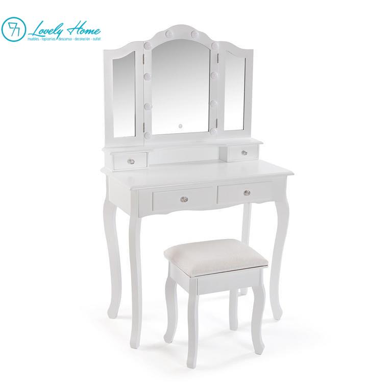 TOCADOR MODER LUZ + TABURETE - COLOR BLANCO - Imagen 3