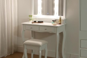 TOCADOR MODER LUZ + TABURETE - COLOR BLANCO