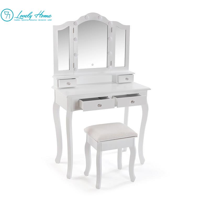 TOCADOR MODER LUZ + TABURETE - COLOR BLANCO - Imagen 4