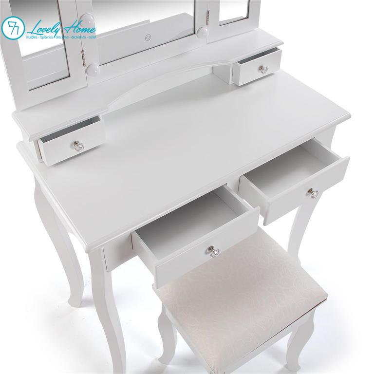 TOCADOR MODER LUZ + TABURETE - COLOR BLANCO - Imagen 5