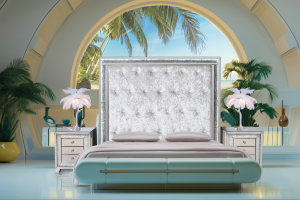 CABECERO LED TERCIOPELO PLATA O BLANCO