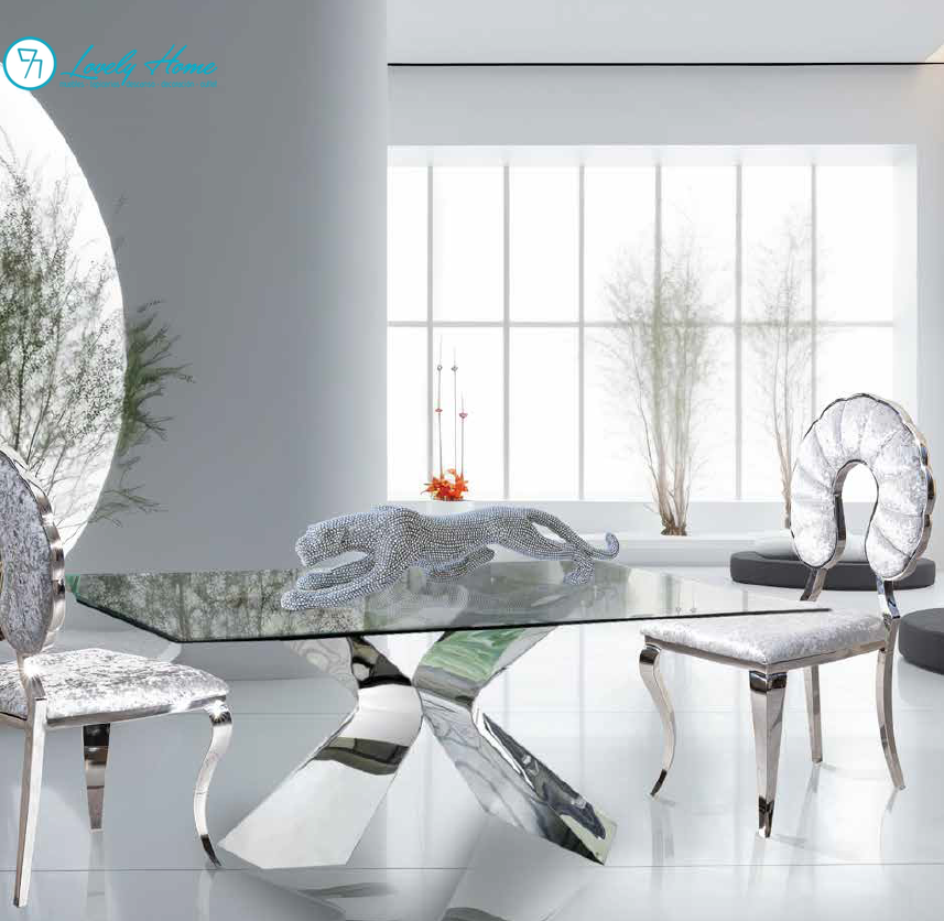 Mesa Comedor Acero Plata Soraya