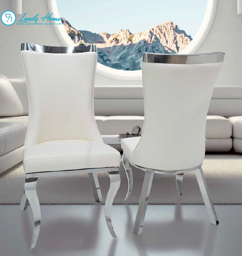 SILLA ACERO EN PU-BLANCO Sena