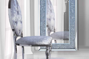 Silla Acero Terciopelo Plata Enma