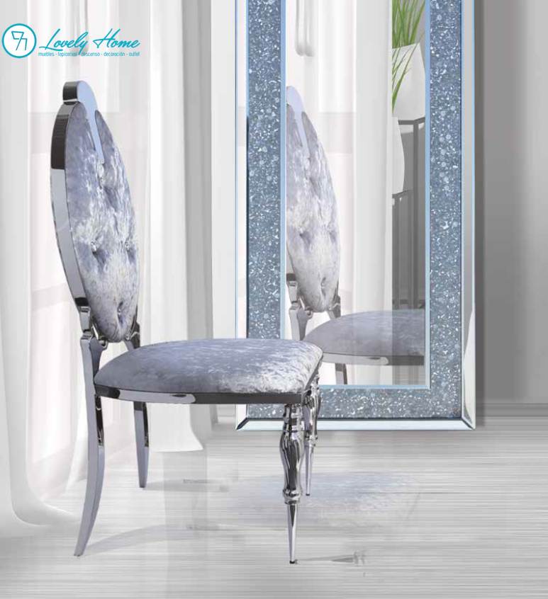 Silla Acero Terciopelo Plata Enma