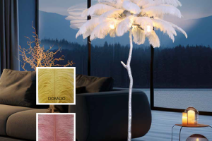 LÁMPARA PIE PLUMA NATURAL Footlamp
