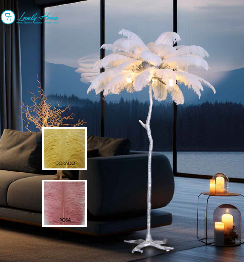 LÁMPARA PIE PLUMA NATURAL Footlamp