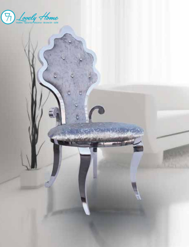 SILLA ACERO INOX PLATA Flor