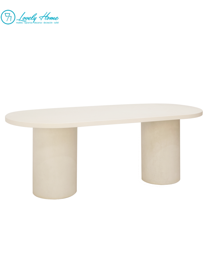 MESA KENZZY MESA COMEDOR OVALADA KENZZY BLANCO ROTO - Imagen 4