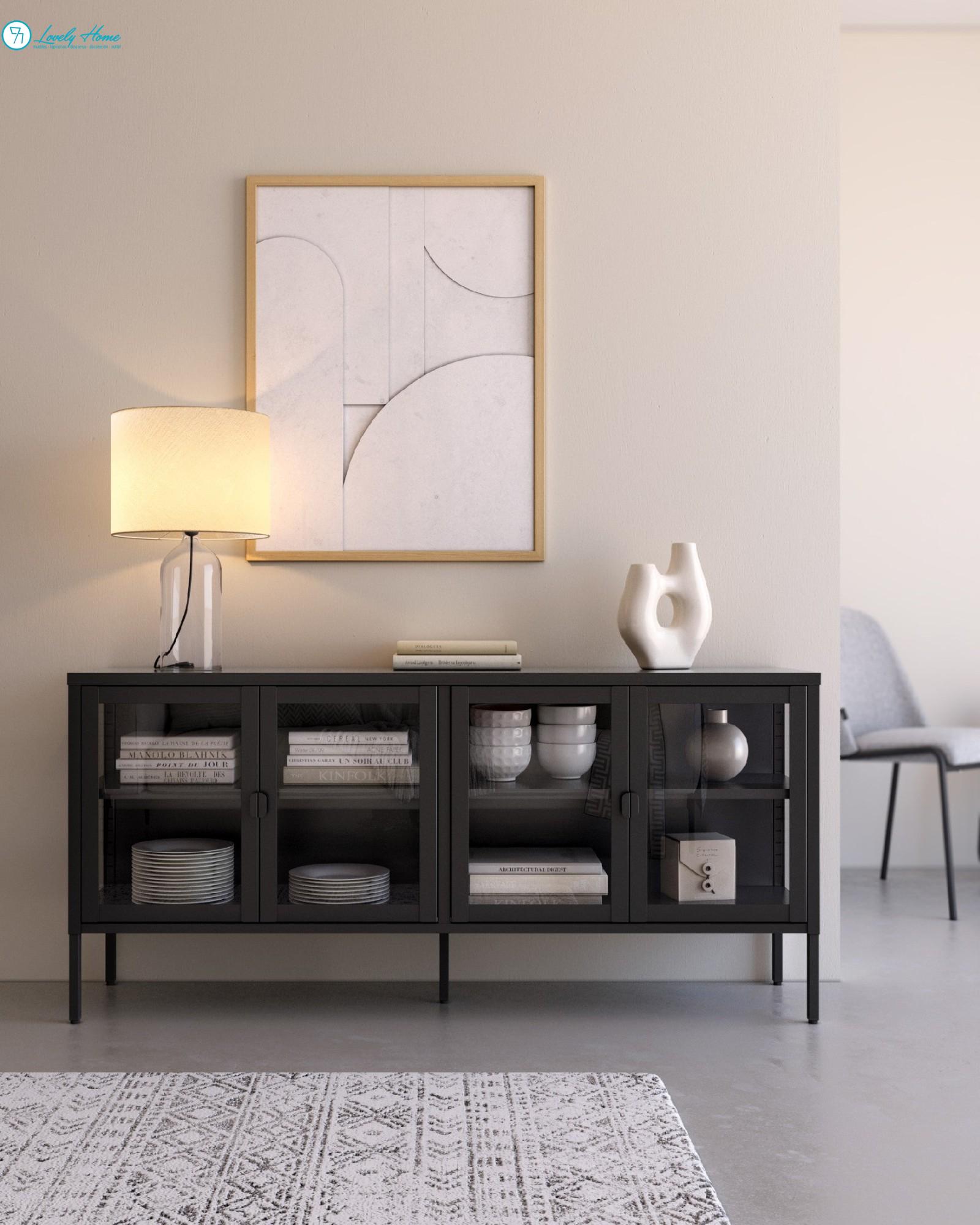 APARADOR TANIA 1,50X70 COLOR NEGRO Y CREMA