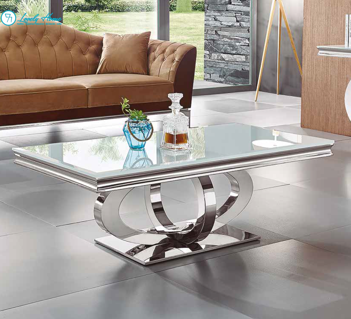 MESA CENTRO ACERO CROMADO Claudia